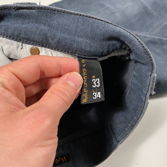 Nudie Jeans Thin Finn Organic Lighter Suede gray mens size 32x33 - Picture 4 of 9